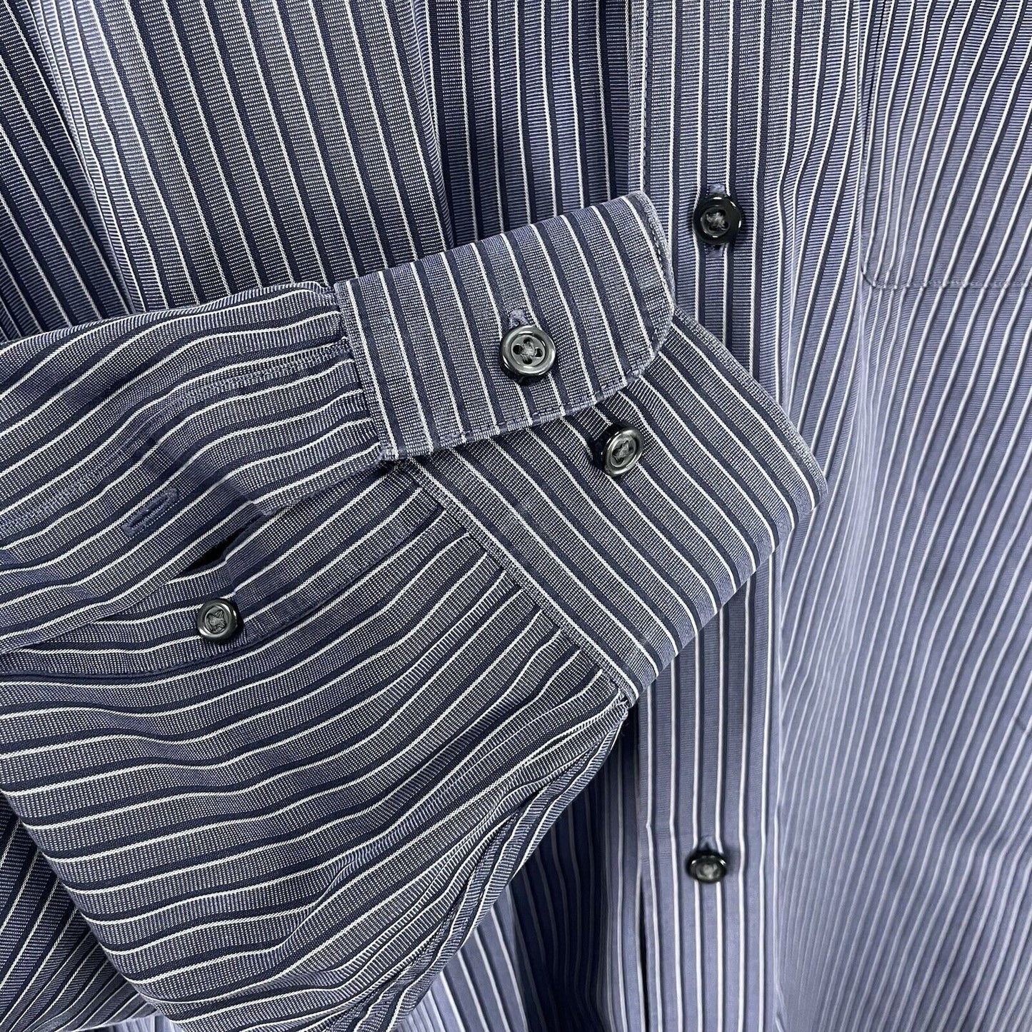 Joseph Jos A Bank Blue Striped Button Down Long Sleeve Classic Shirt Size XL