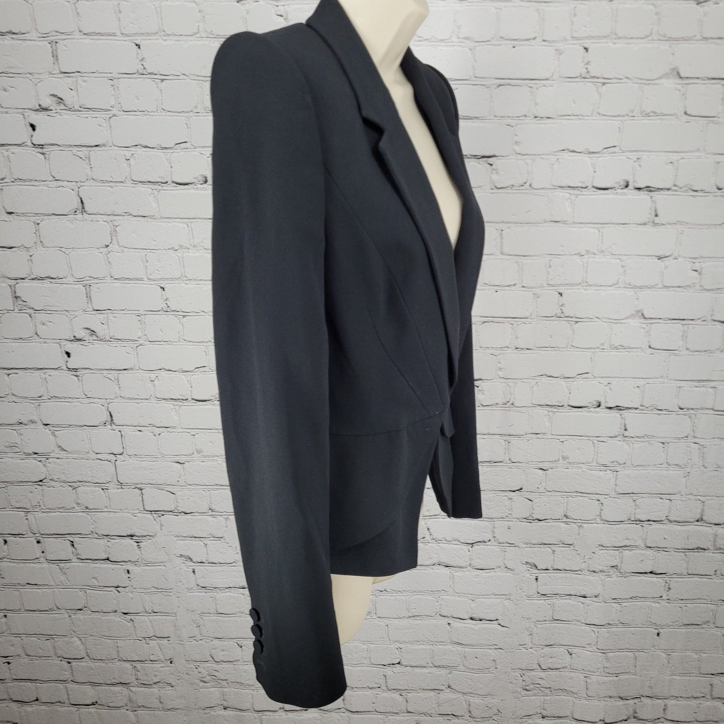 Viktor & Rolf Black Stretch Peak Blazer Suit Jacket Italy Made Size 42 US 6