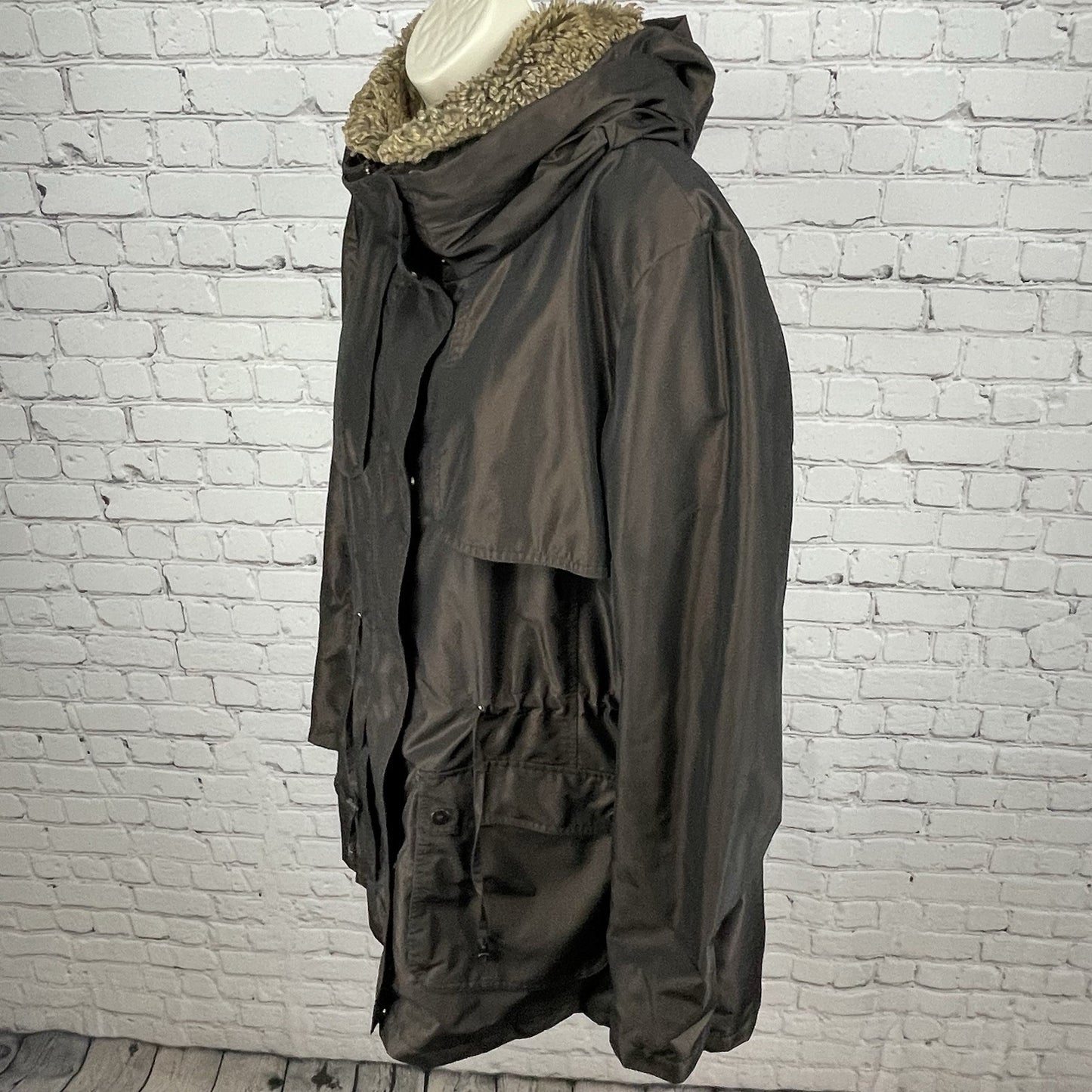Kristen Blake Brown Removable Faux Fur Collar & Hood Insulated Jacket Size XL