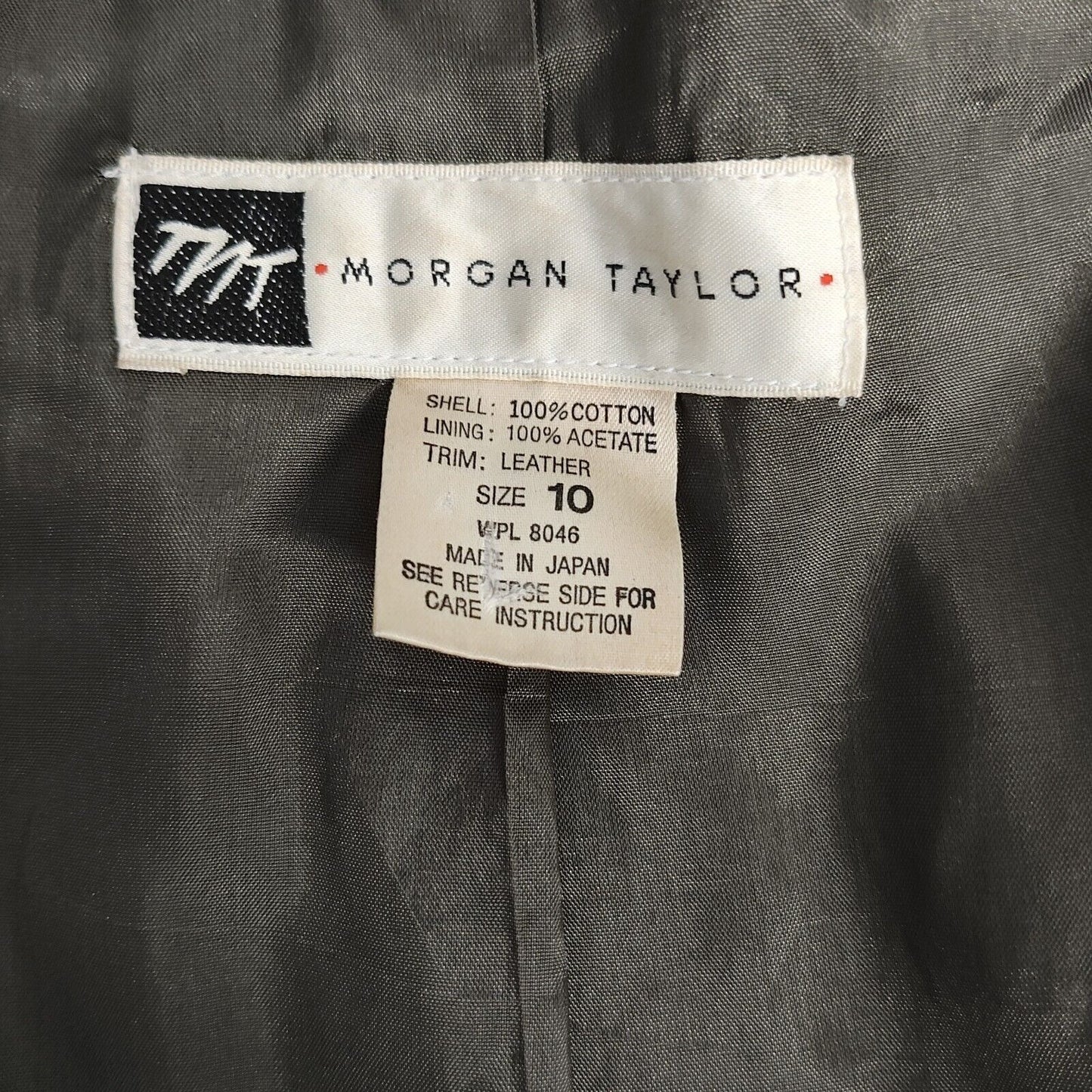 VTG Morgan Taylor Corduroy Black Leather Trim Lined Blazer Women's Size 10