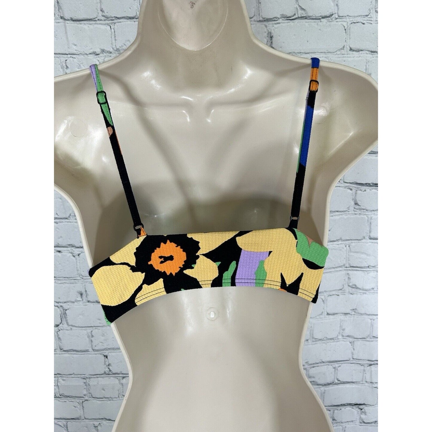Roxy Color Jam Floral Textured Triangle Pullover Swimsuit Bikini Top Women’s XS