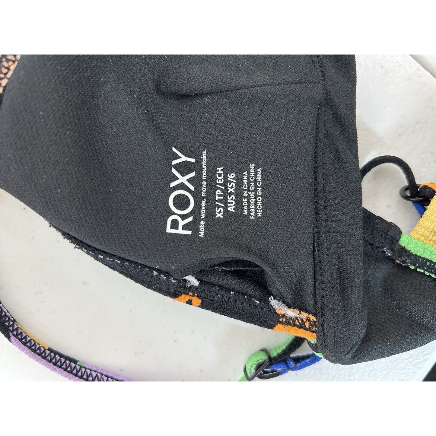 Roxy Color Jam Floral Textured Triangle Pullover Swimsuit Bikini Top Women’s XS