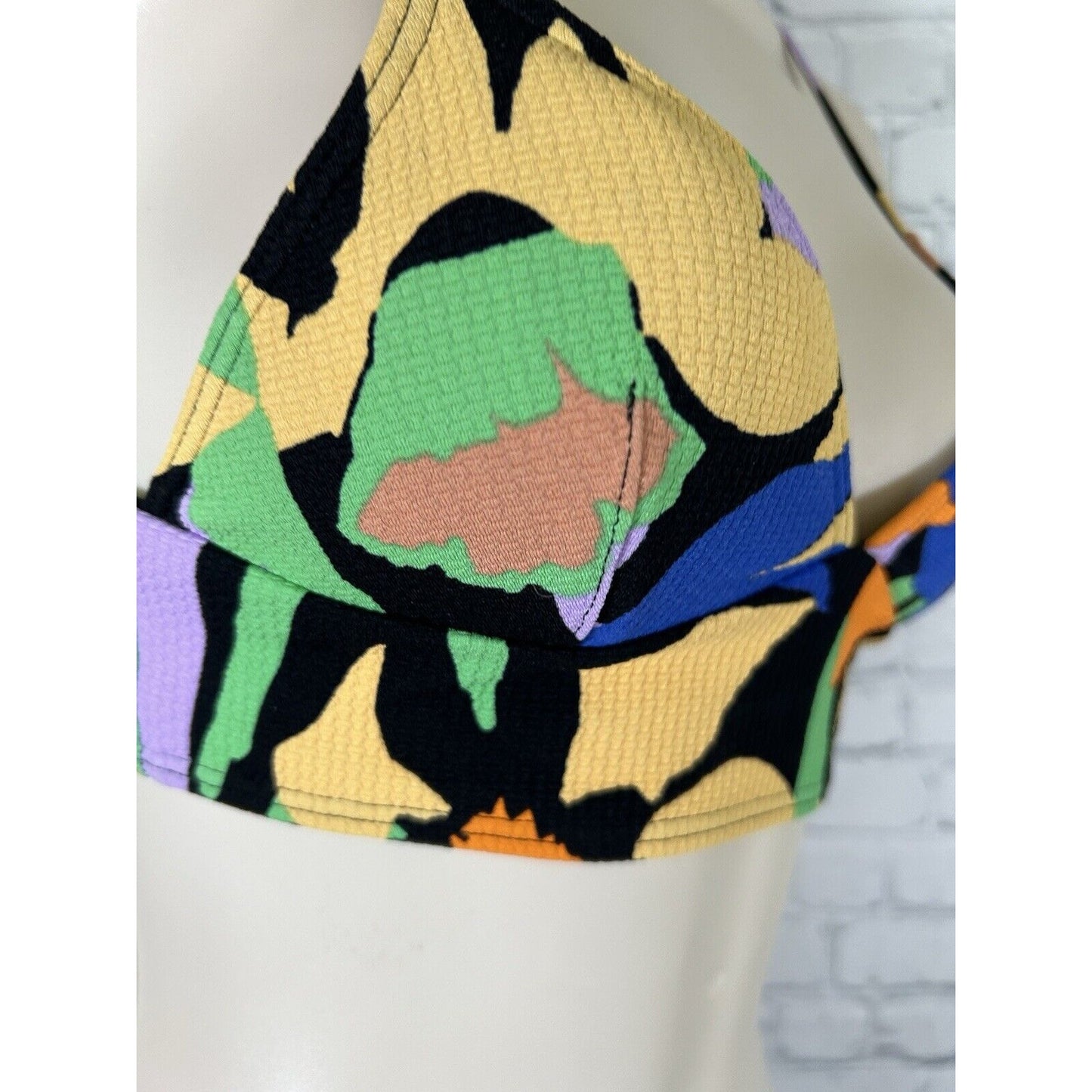 Roxy Color Jam Floral Textured Triangle Pullover Swimsuit Bikini Top Women’s XS