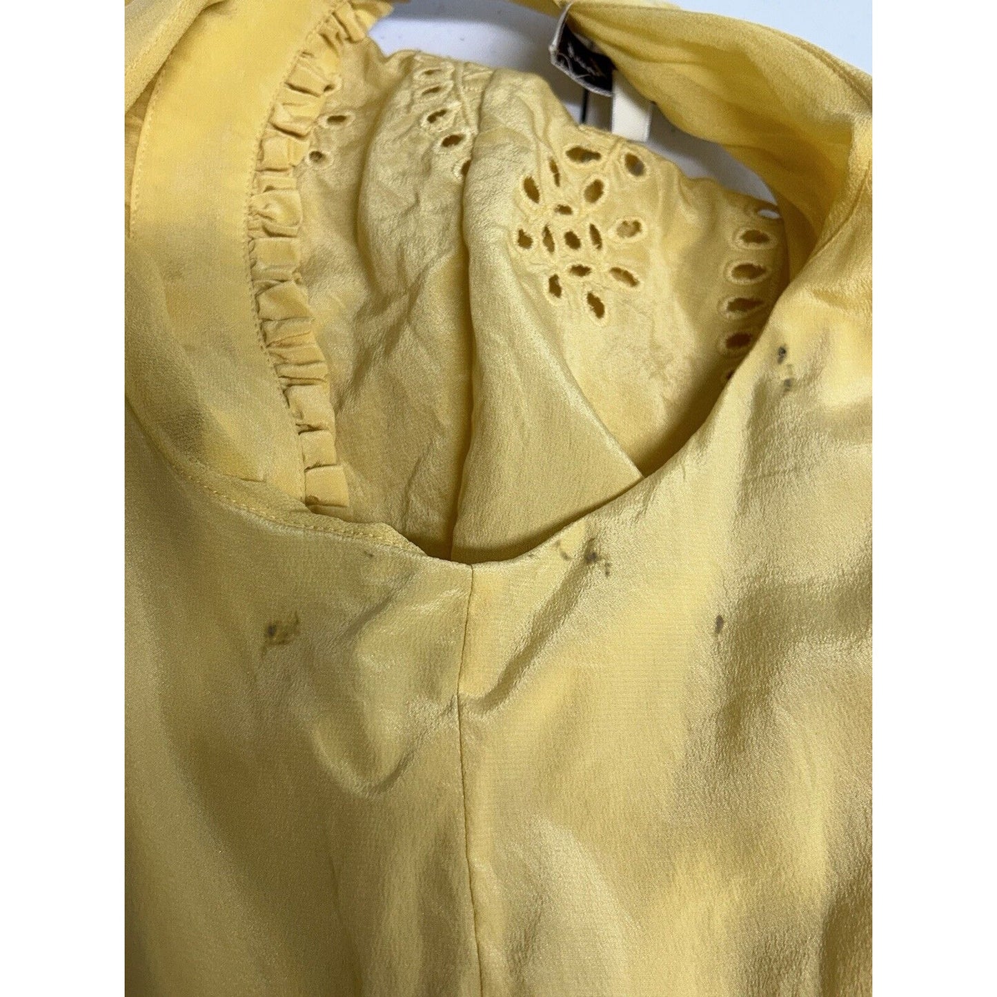 Jovovich Hawk 100% Silk Yellow High Neck Paisley Sleeveless Blouse Women’s 2