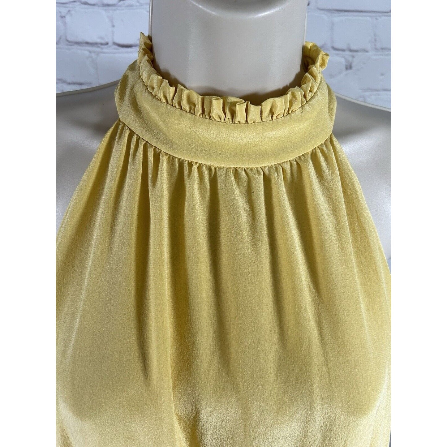 Jovovich Hawk 100% Silk Yellow High Neck Paisley Sleeveless Blouse Women’s 2