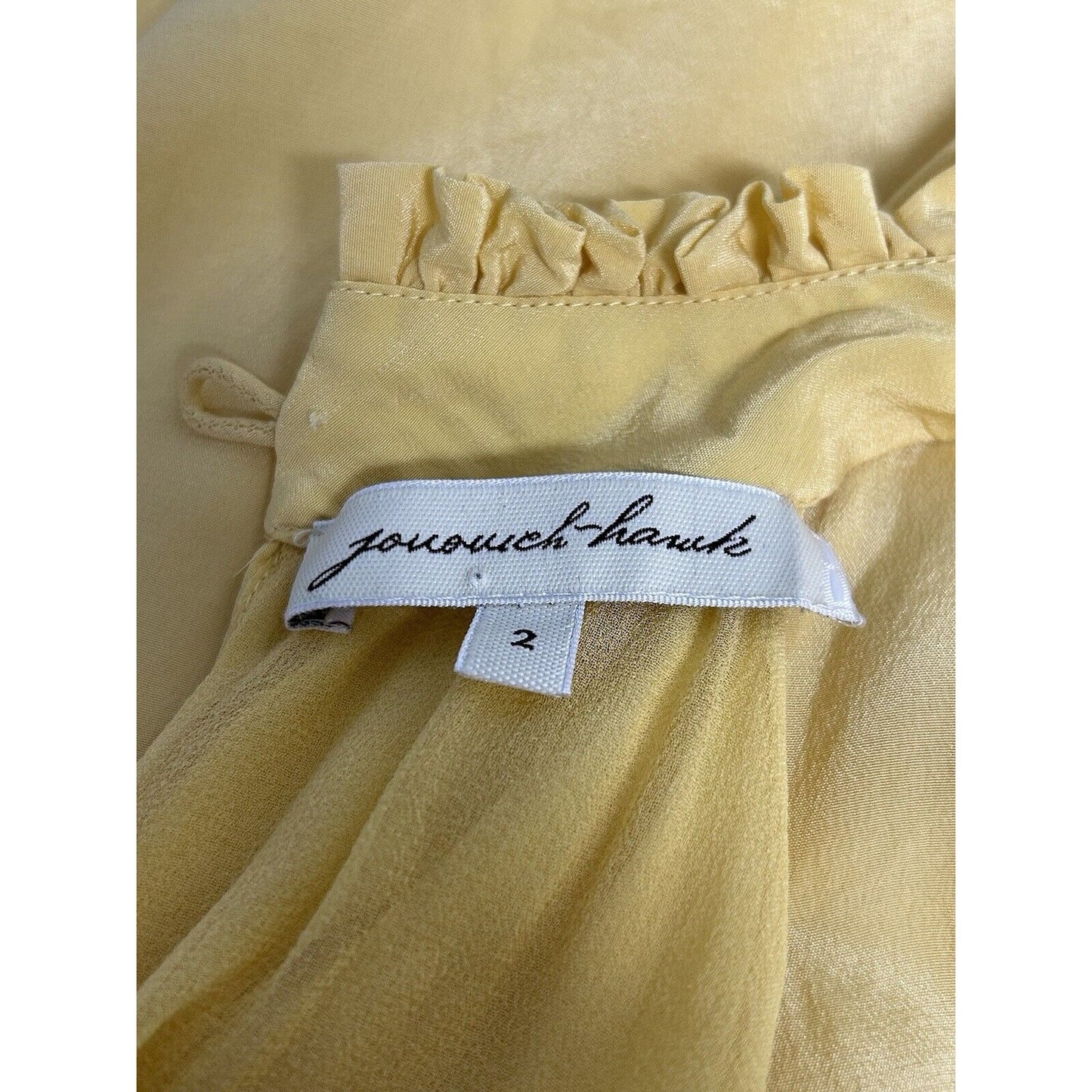 Jovovich Hawk 100% Silk Yellow High Neck Paisley Sleeveless Blouse Women’s 2