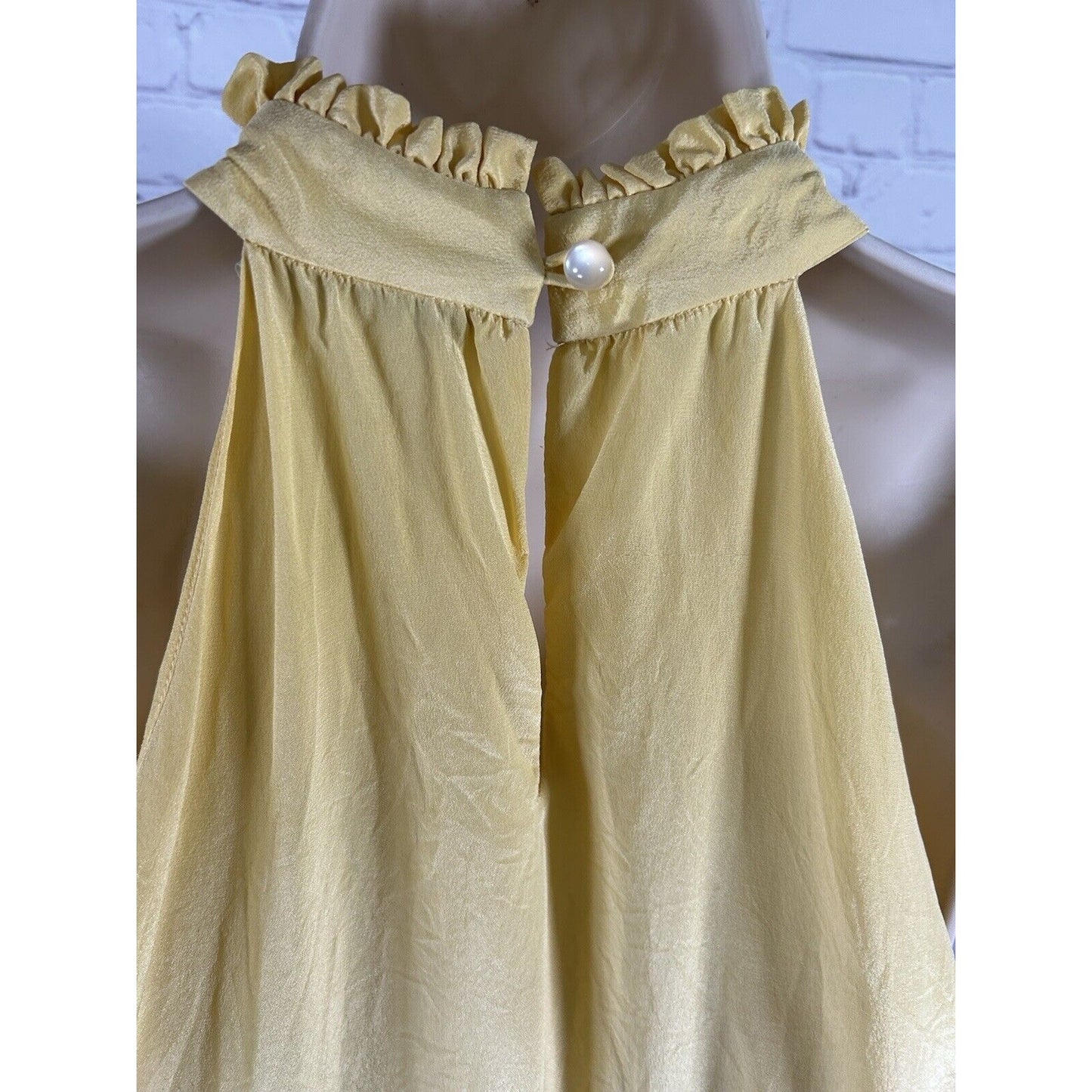 Jovovich Hawk 100% Silk Yellow High Neck Paisley Sleeveless Blouse Women’s 2