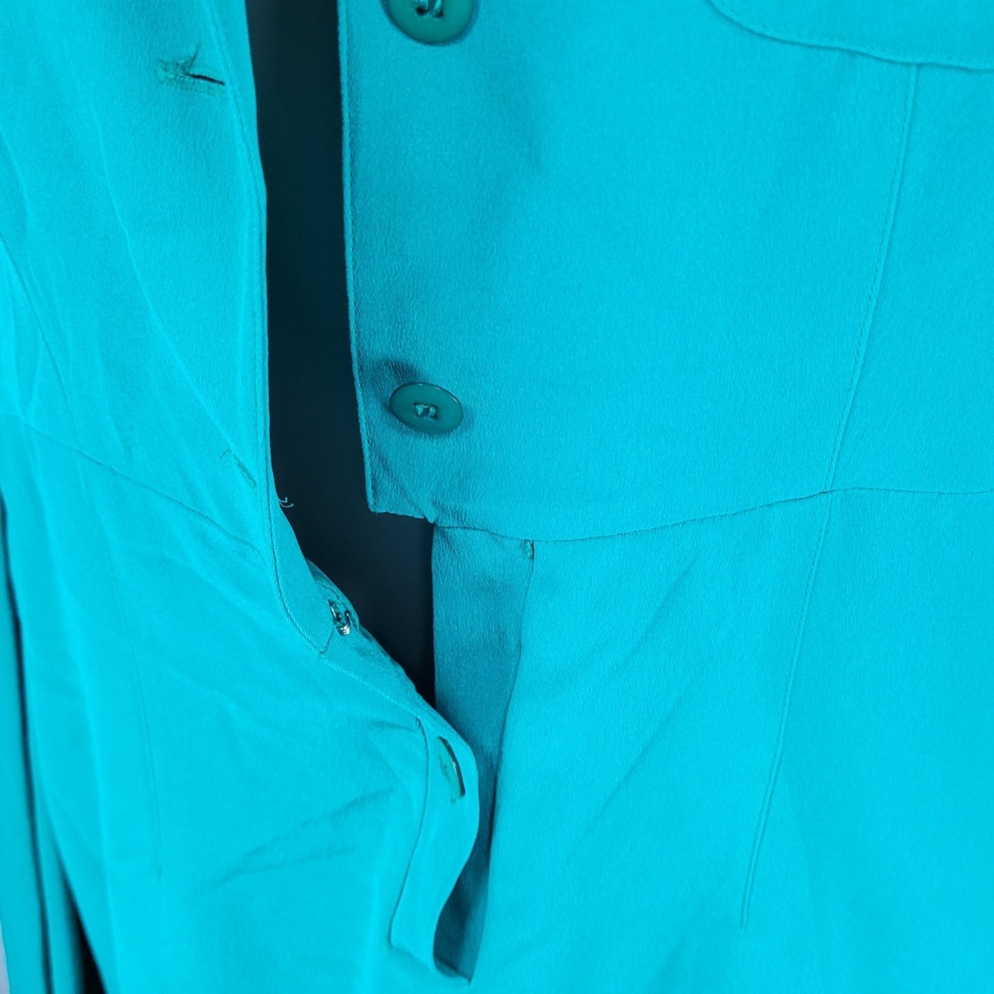 VTG Pat Argenti Green 100% Silk Short Sleeve Buttoned Wrap Tie Dress Size 6