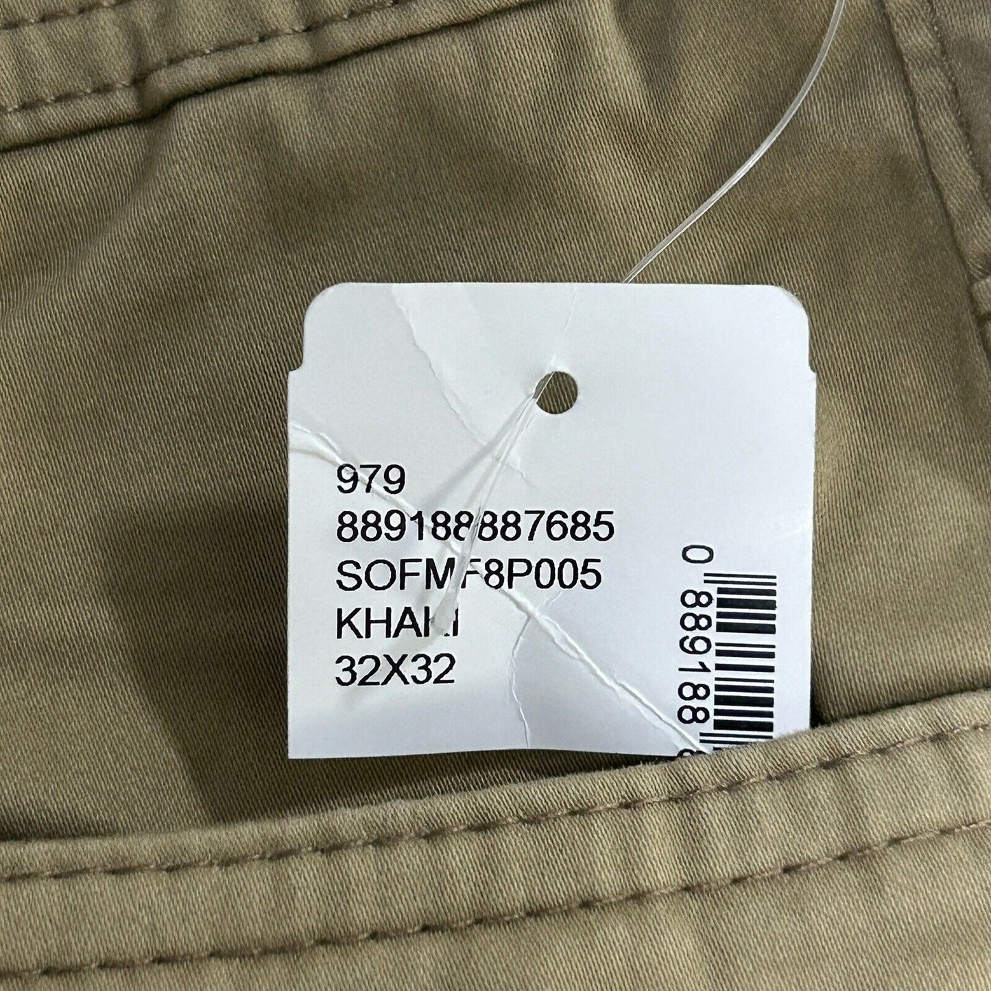 NWT Saks Fifth Avenue Khaki Cotton Blend Straight Leg Pants Mens Size (32X32)