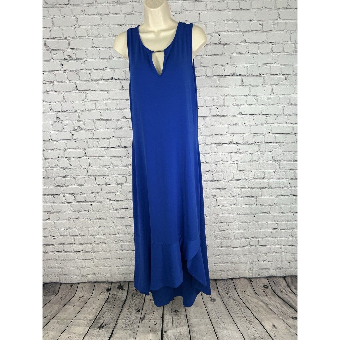 NWT Thalia Sodi April Fashion Hi-Low Blue Layered Keyhole Neckline Long Dress M