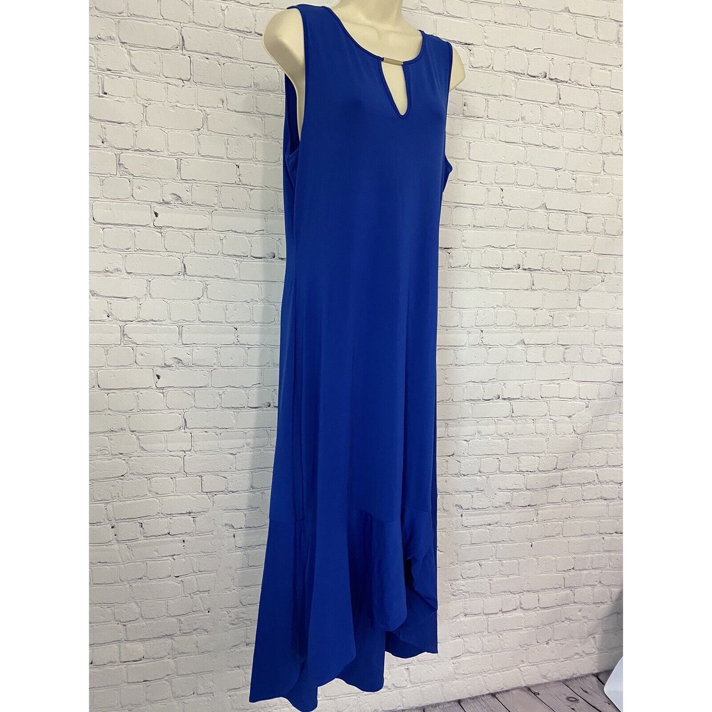 NWT Thalia Sodi April Fashion Hi-Low Blue Layered Keyhole Neckline Long Dress M