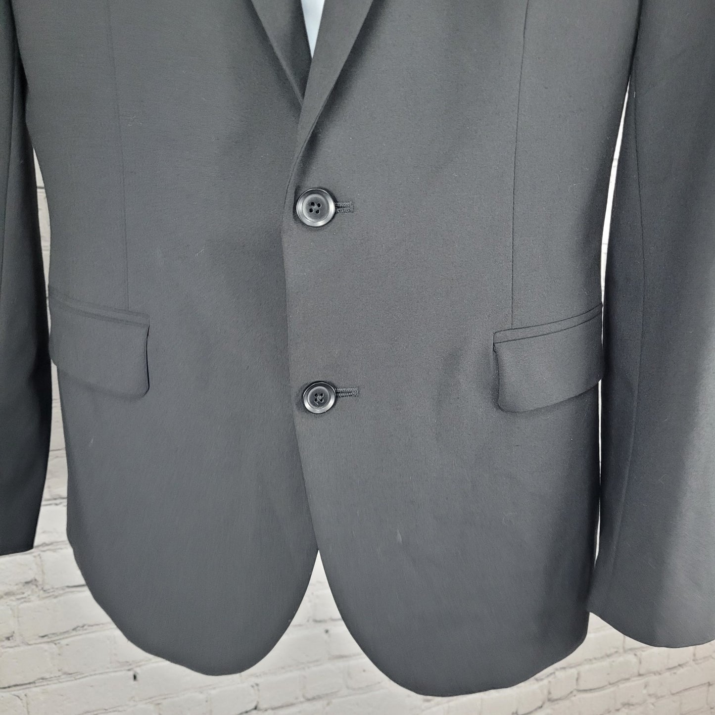 J. Ferrar Black Slim Fit 2 Button Notch Double Vented Blazer Sport Coat Size 40R
