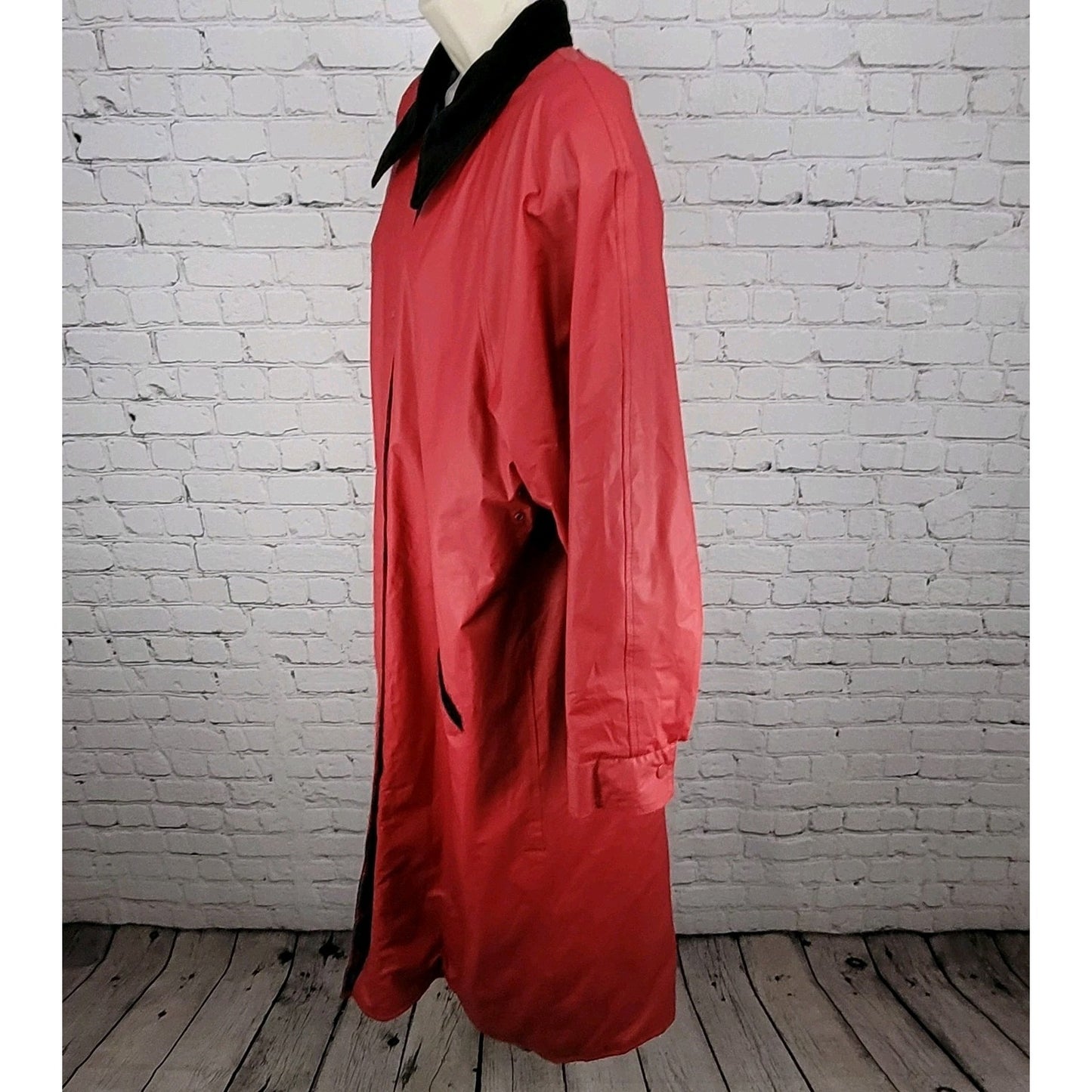 VTG Misty Harbor Red Any Weather Slicker PVC Cotton Lined Rain Coat Size Large L