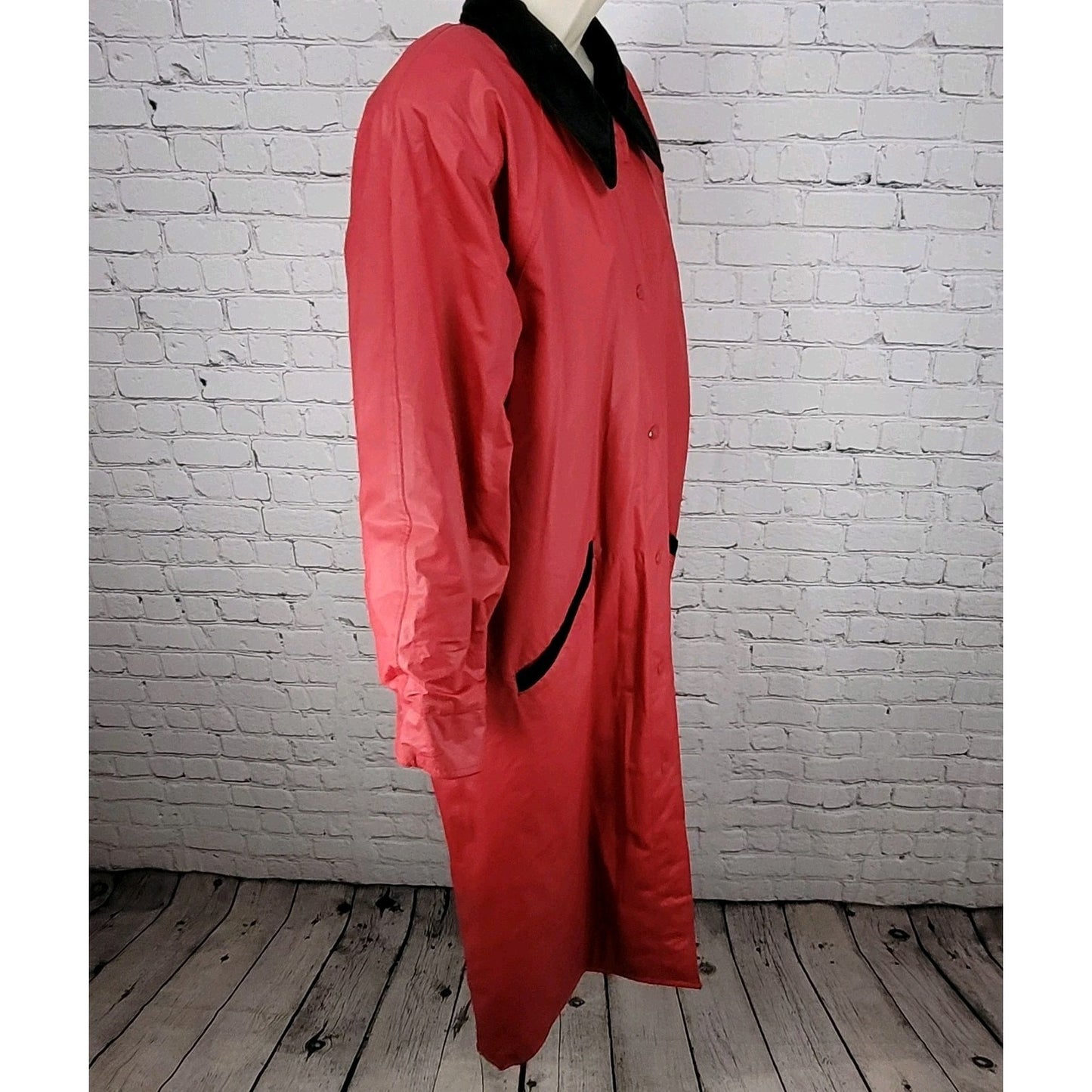 VTG Misty Harbor Red Any Weather Slicker PVC Cotton Lined Rain Coat Size Large L