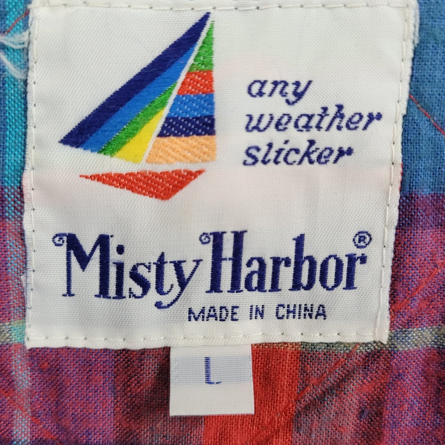 VTG Misty Harbor Red Any Weather Slicker PVC Cotton Lined Rain Coat Size Large L