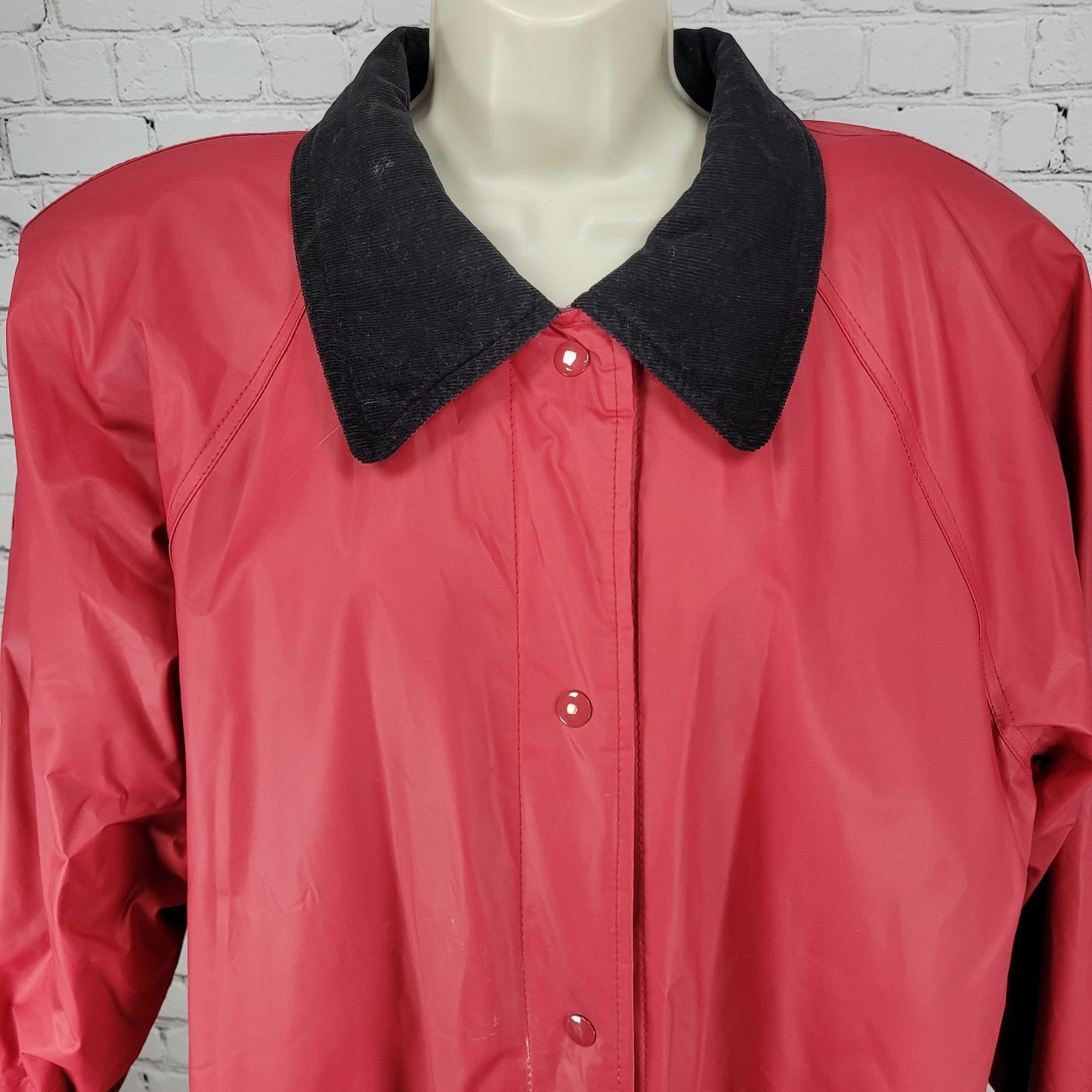 VTG Misty Harbor Red Any Weather Slicker PVC Cotton Lined Rain Coat Size Large L