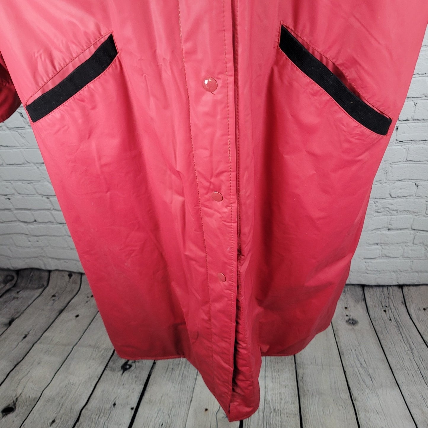VTG Misty Harbor Red Any Weather Slicker PVC Cotton Lined Rain Coat Size Large L