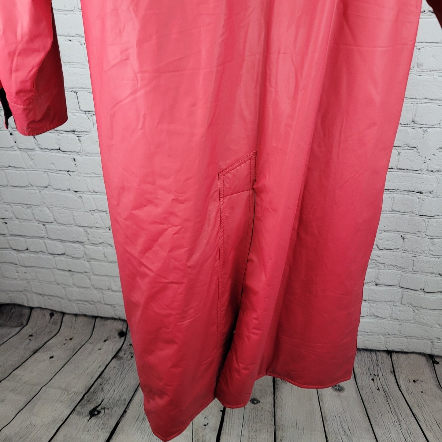 VTG Misty Harbor Red Any Weather Slicker PVC Cotton Lined Rain Coat Size Large L