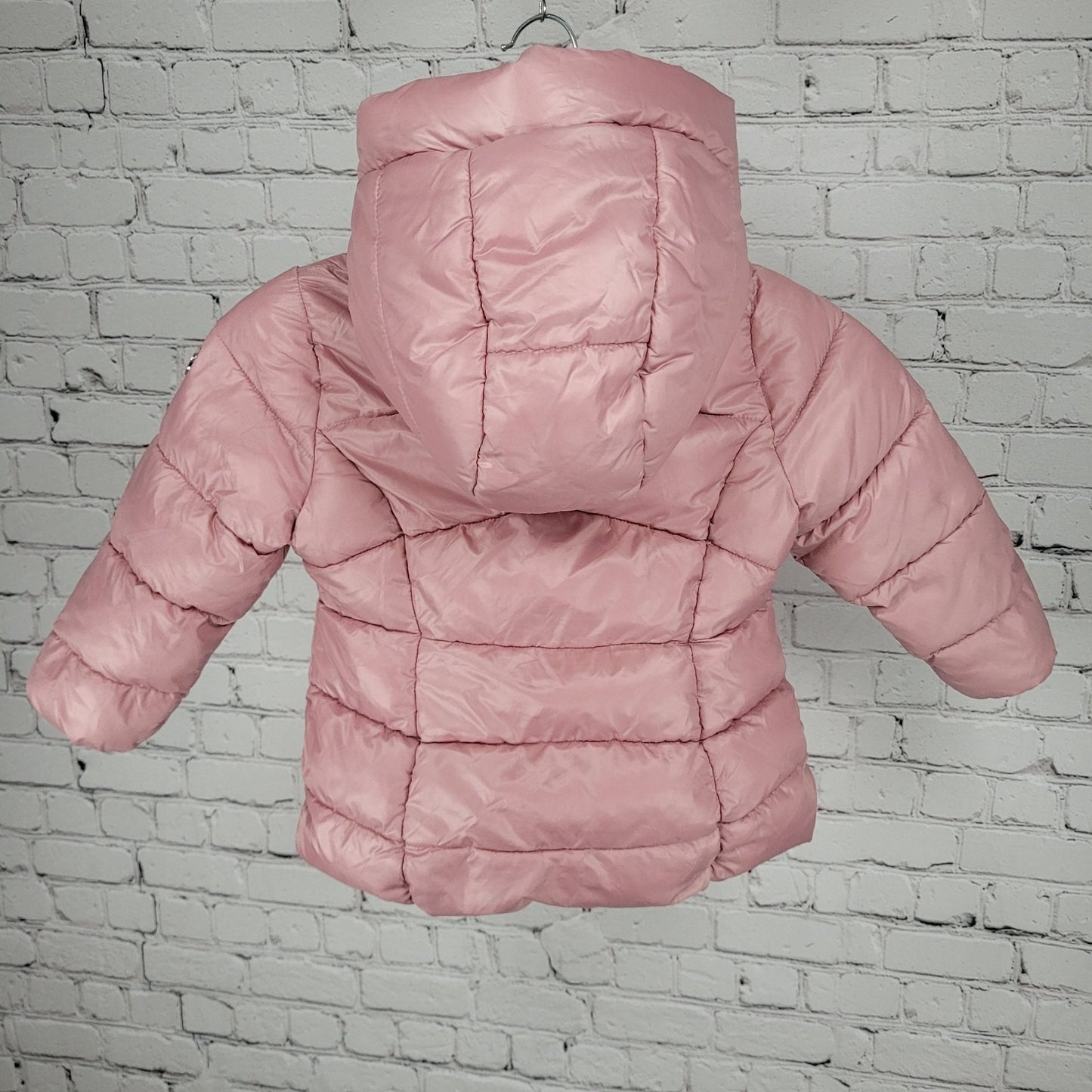 Michael Kors Pink Sherpa Hooded Fleece Lined Full Zip Puffer Jacket Size 3T