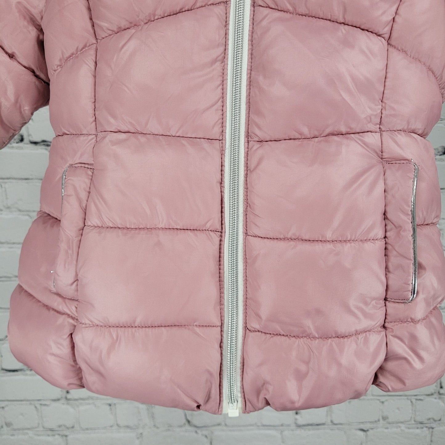 Michael Kors Pink Sherpa Hooded Fleece Lined Full Zip Puffer Jacket Size 3T