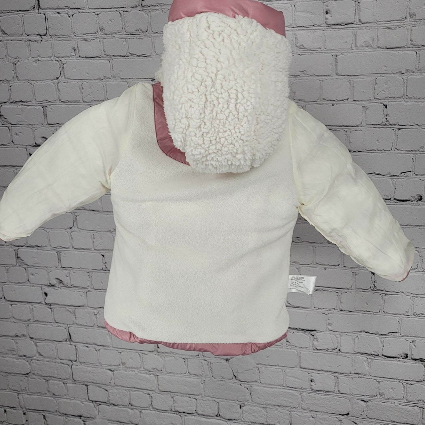 Michael Kors Pink Sherpa Hooded Fleece Lined Full Zip Puffer Jacket Size 3T