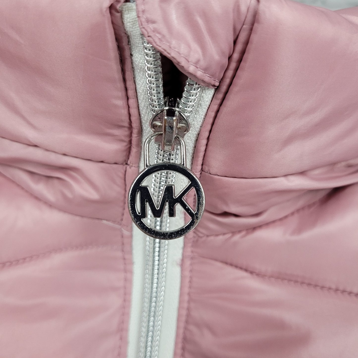 Michael Kors Pink Sherpa Hooded Fleece Lined Full Zip Puffer Jacket Size 3T