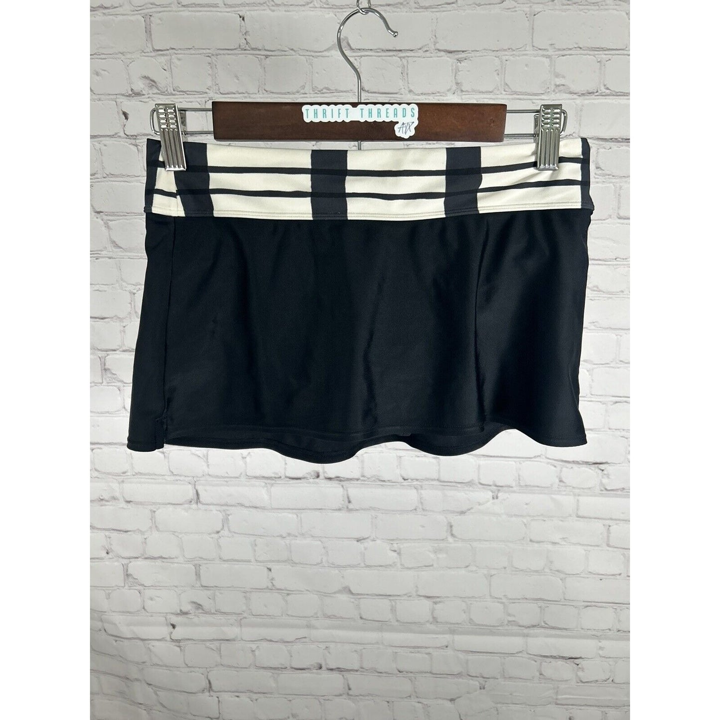 Athleta Black White Skirt Lined Pull On Waist Back Pocket Beach Swim Skirt XS