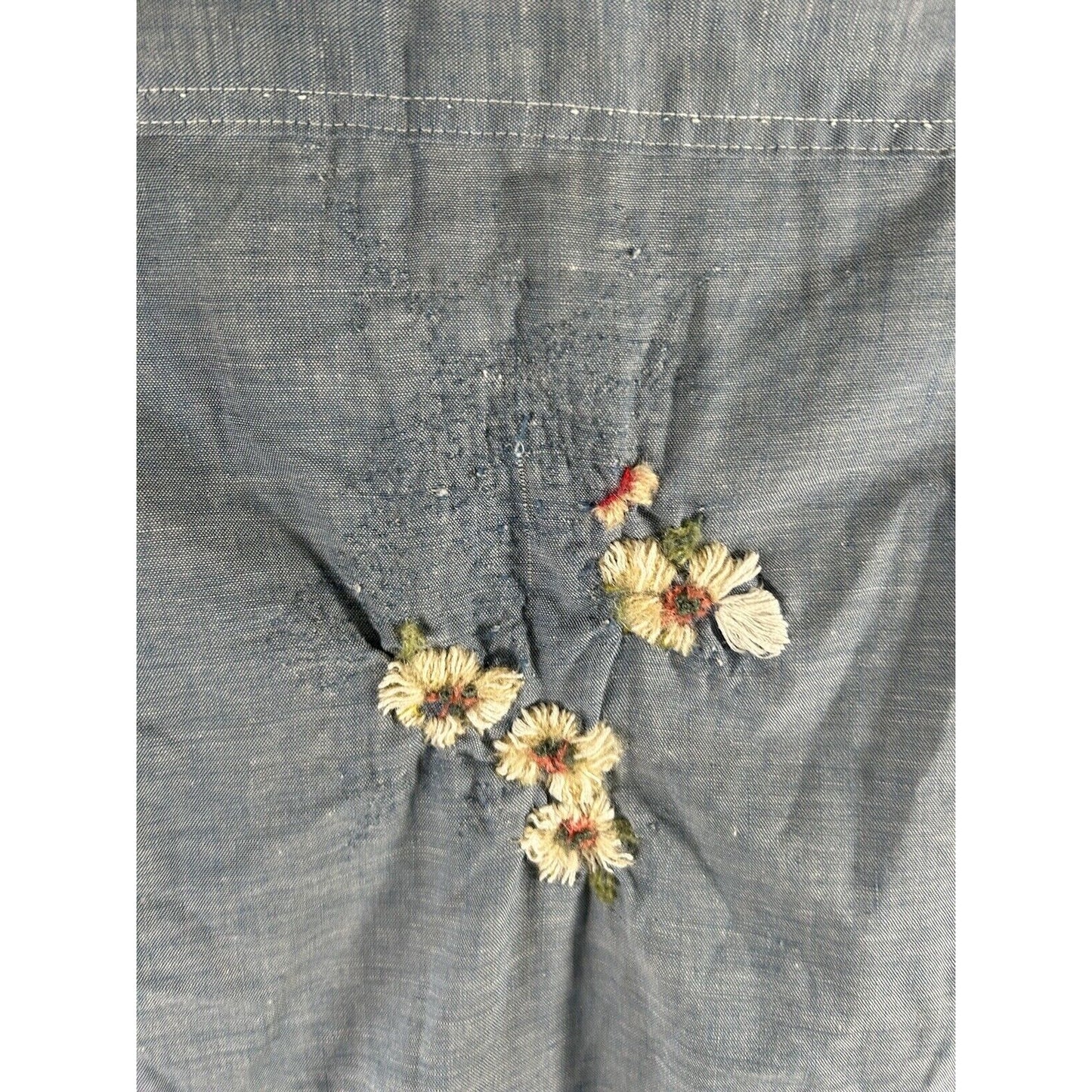 VTG JCPenney Big Mac Embroidered Chambray Lace Trim Button Up Shirt Women’s L