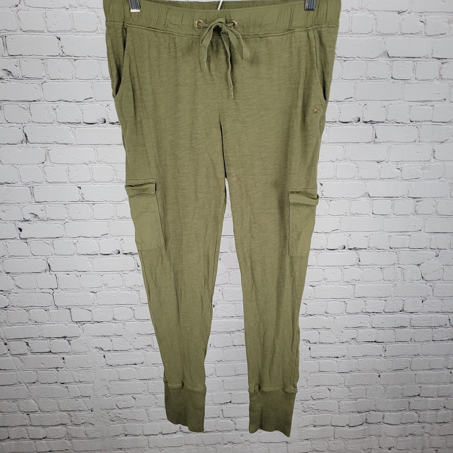 ROXY Green Cotton Drawstring Lightweight Cargo Jogger Pants Size 8 (31x29)