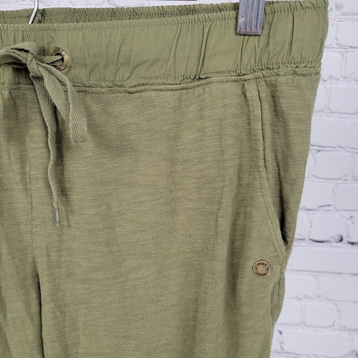 ROXY Green Cotton Drawstring Lightweight Cargo Jogger Pants Size 8 (31x29)