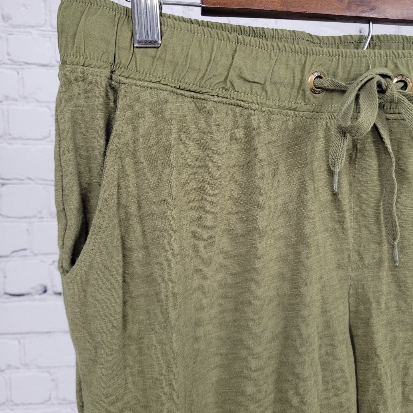 ROXY Green Cotton Drawstring Lightweight Cargo Jogger Pants Size 8 (31x29)