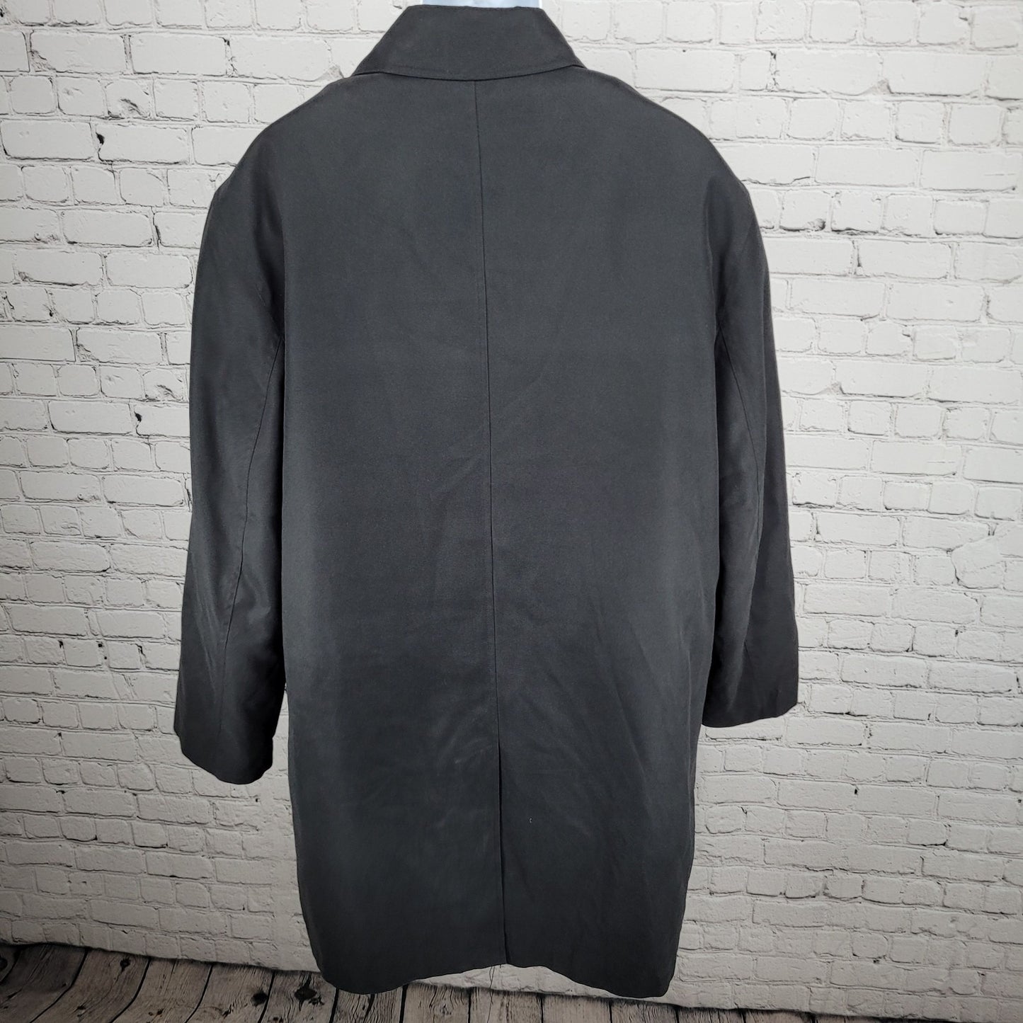 London Fog Black Buttoned Quilted Lining Over Long Soft Shell Coat Size 44S