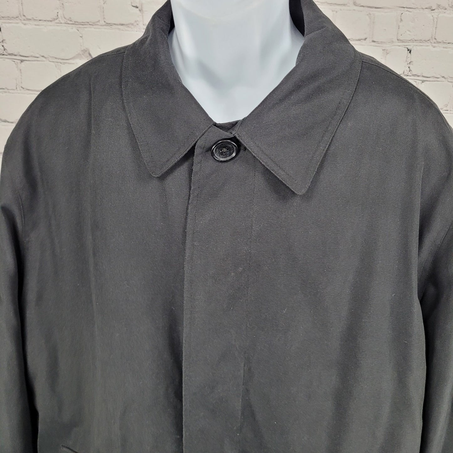 London Fog Black Buttoned Quilted Lining Over Long Soft Shell Coat Size 44S