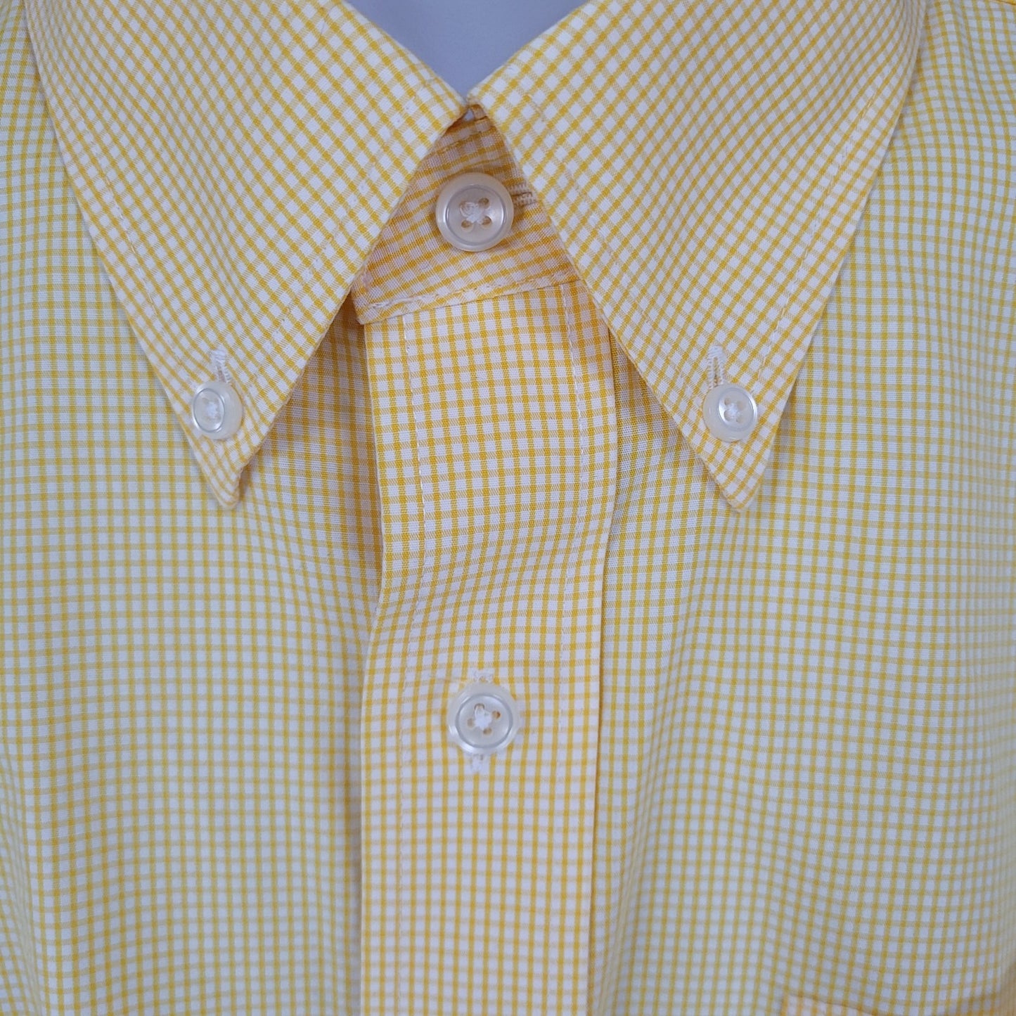 LL Bean Yellow Check Wrinkle Free Button Down Long Sleeve Shirt Size XXL