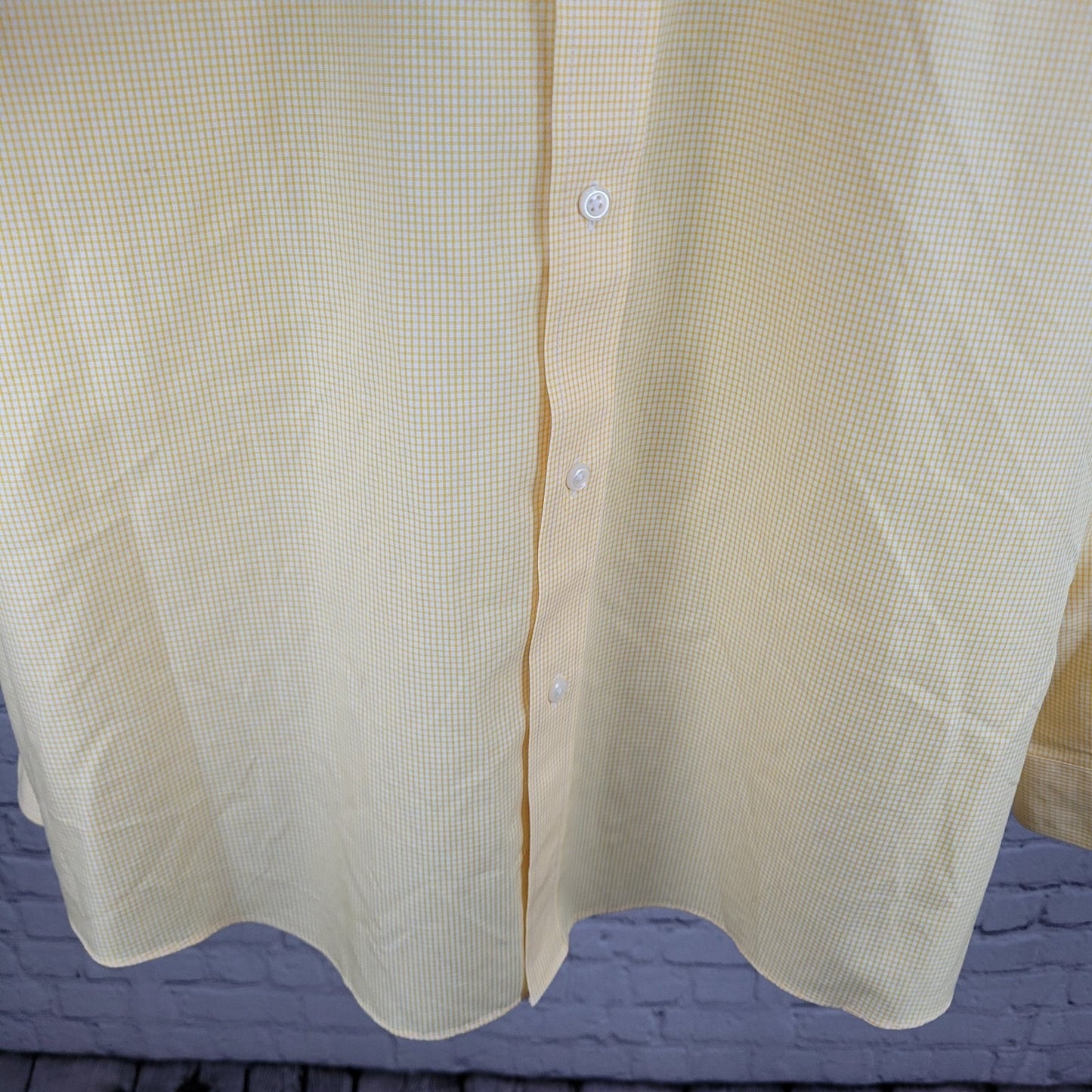 LL Bean Yellow Check Wrinkle Free Button Down Long Sleeve Shirt Size XXL