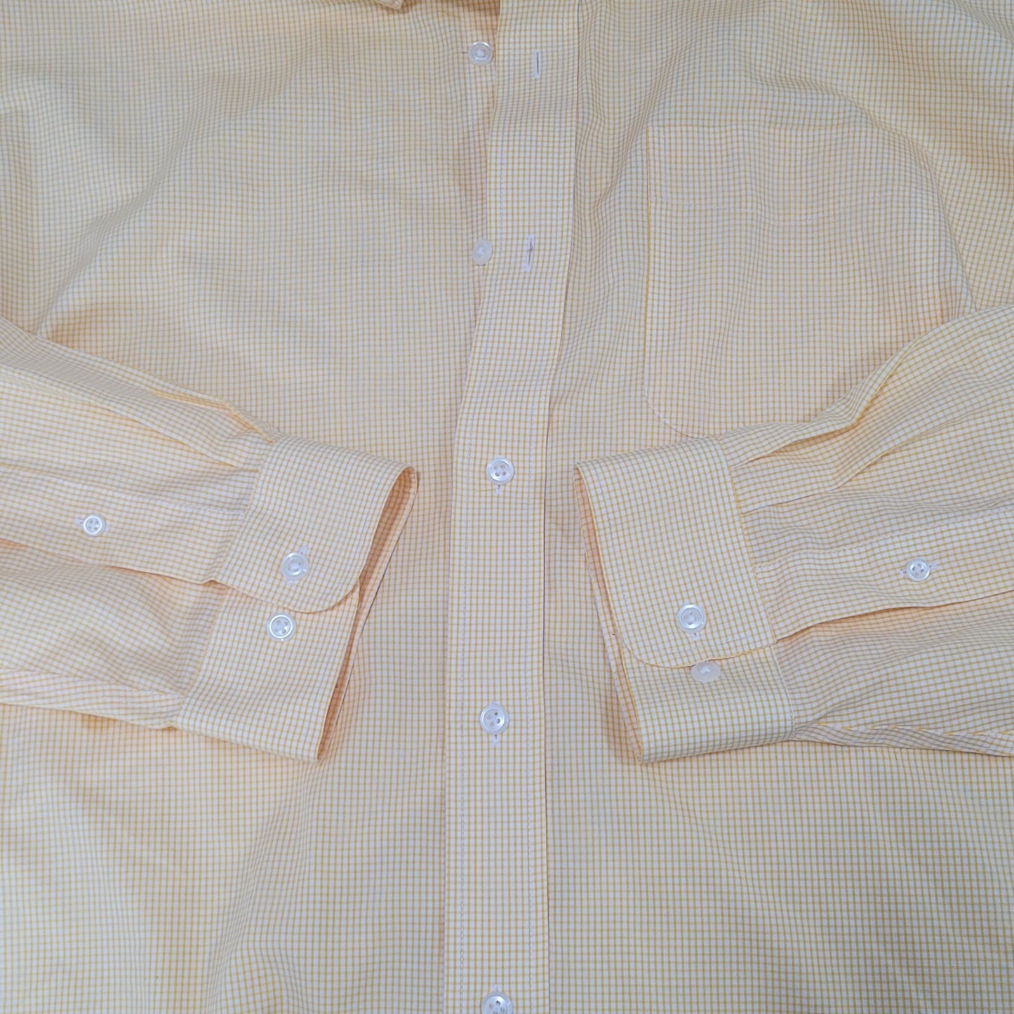 LL Bean Yellow Check Wrinkle Free Button Down Long Sleeve Shirt Size XXL