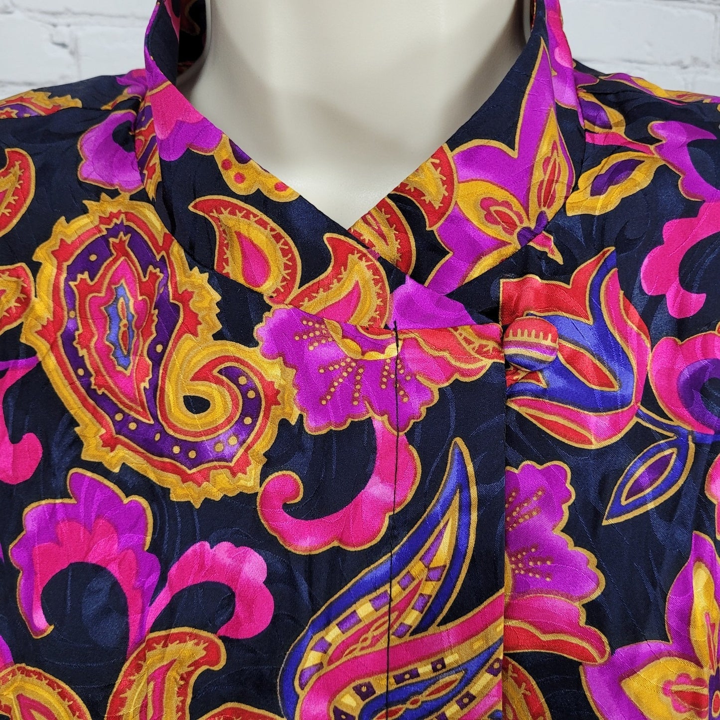 VTG Adrianna Papell Multicolor 100% Silk Floral Long Sleeve Blouse Shirt Size 12