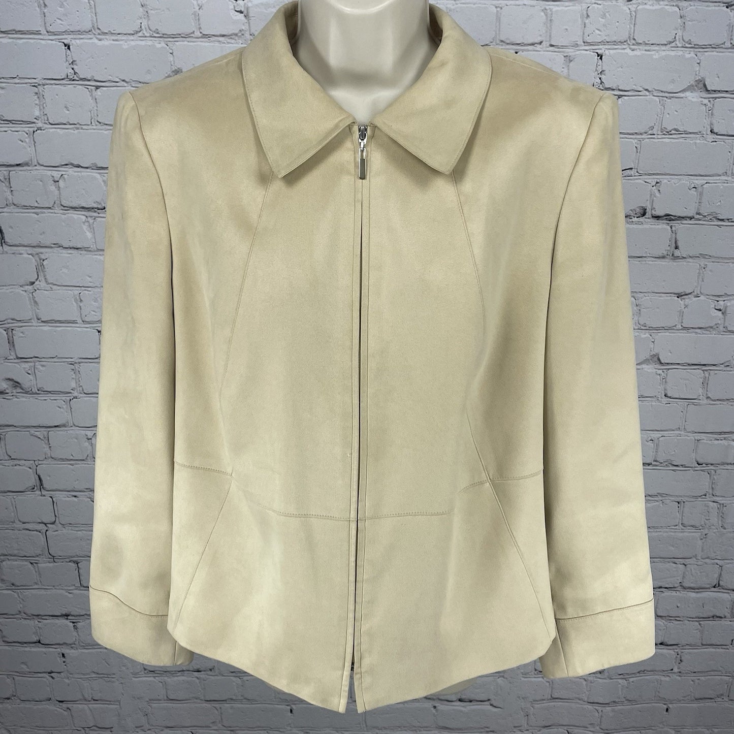 Talbots Beige Soft Zipped Collared Lined Lightweight Jacket Petite Size 12W