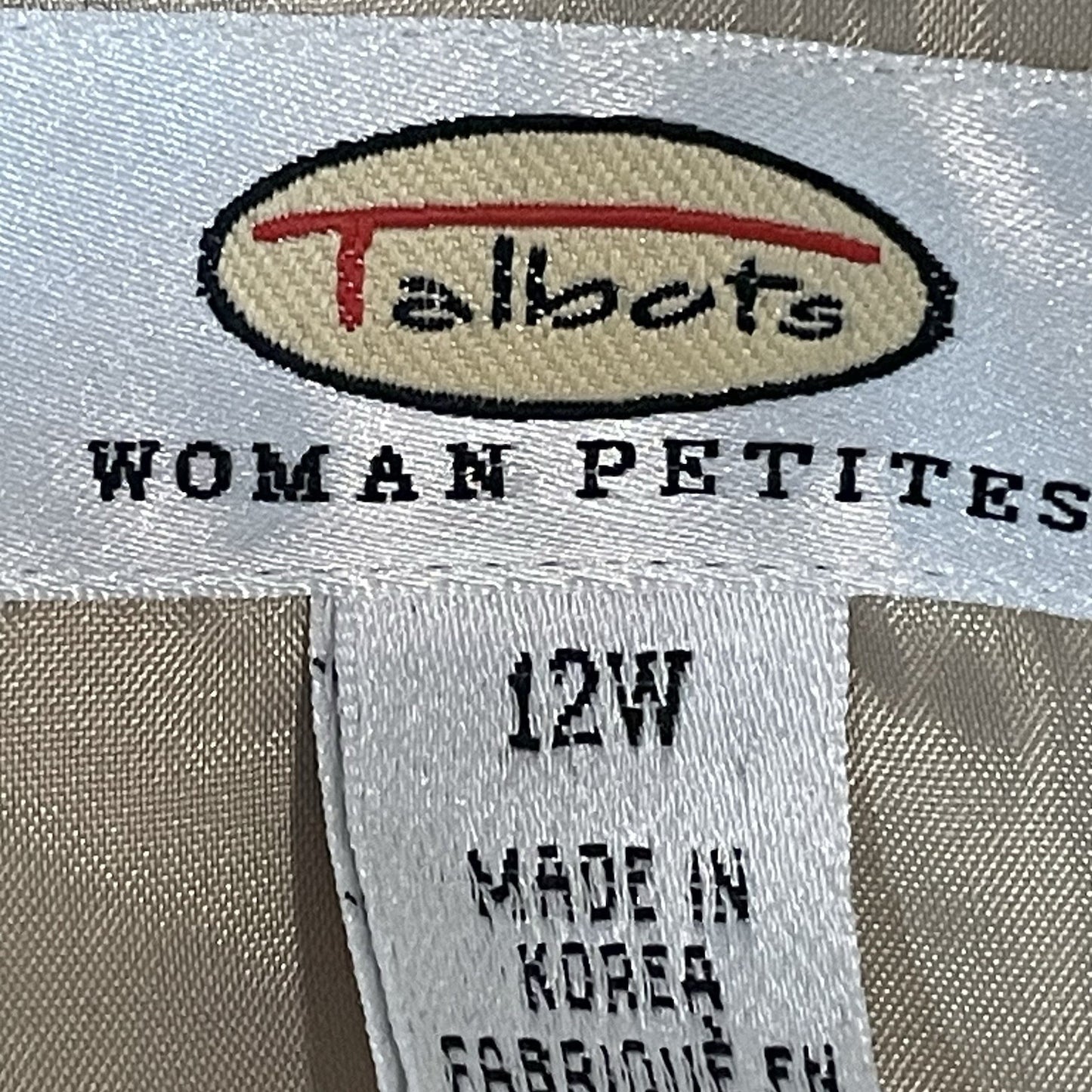 Talbots Beige Soft Zipped Collared Lined Lightweight Jacket Petite Size 12W