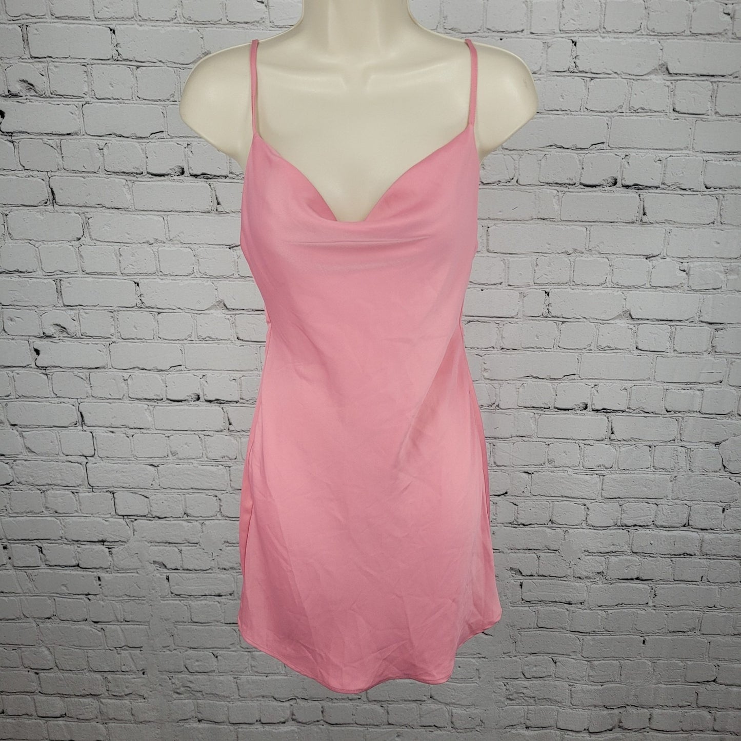 Urban Outfitters Pink Cowl Neck Spagetti Strap Unlined Mini Slip Dress Size XS
