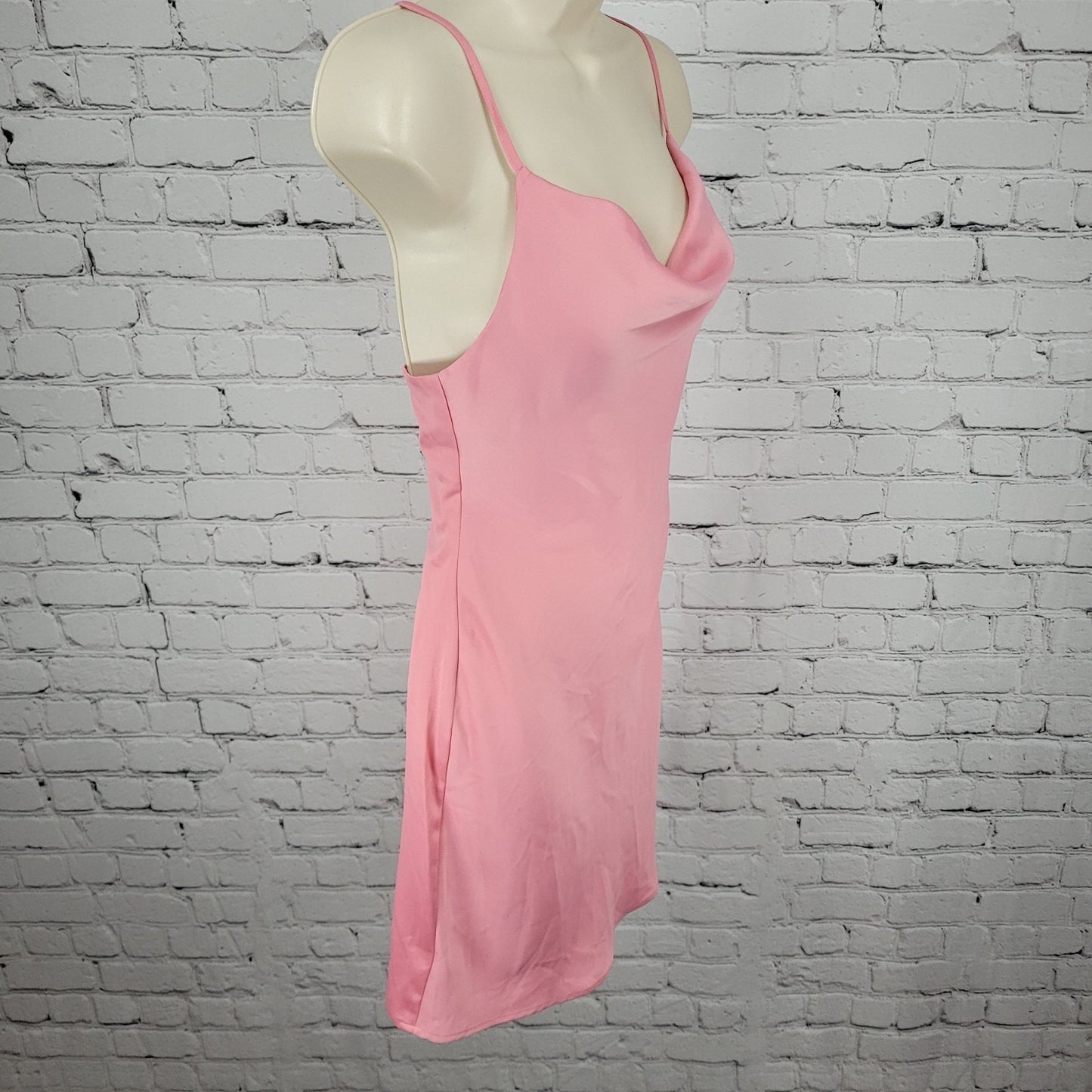 Urban Outfitters Pink Cowl Neck Spagetti Strap Unlined Mini Slip Dress Size XS