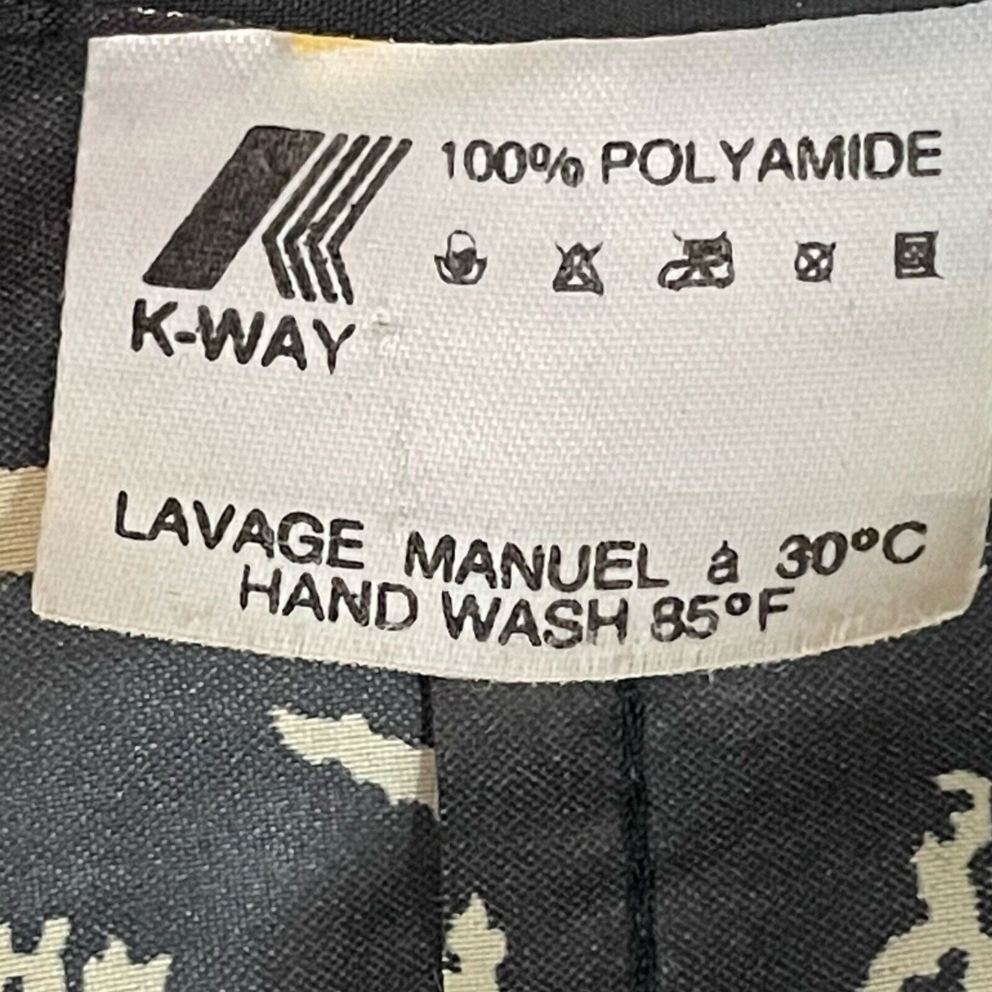 K.WAY Black Printed Zipped Rain Jacket Windbreaker Removable Hood Size Medium M