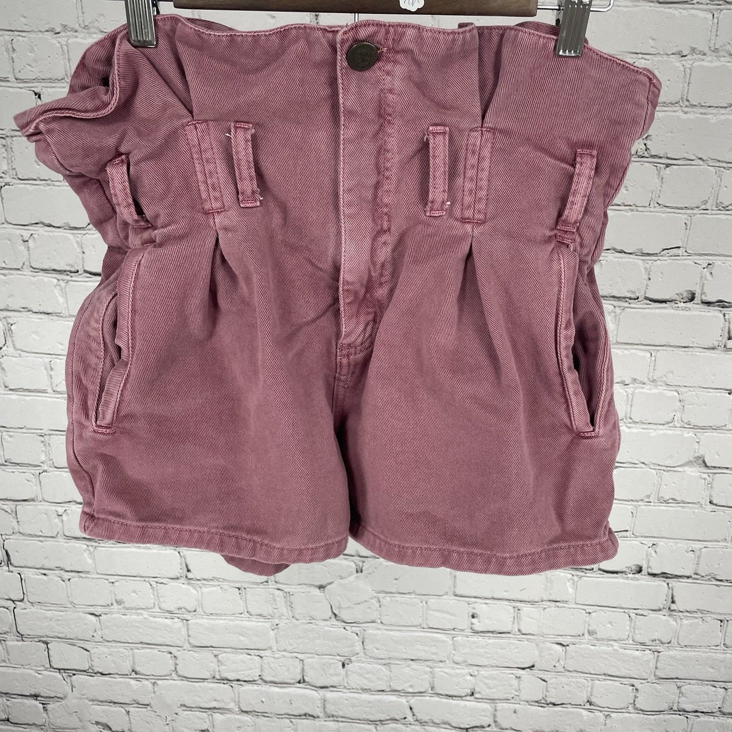John John Purple Pink 100% Cotton Twill High Rise Paperbag Jean Shorts Size 30