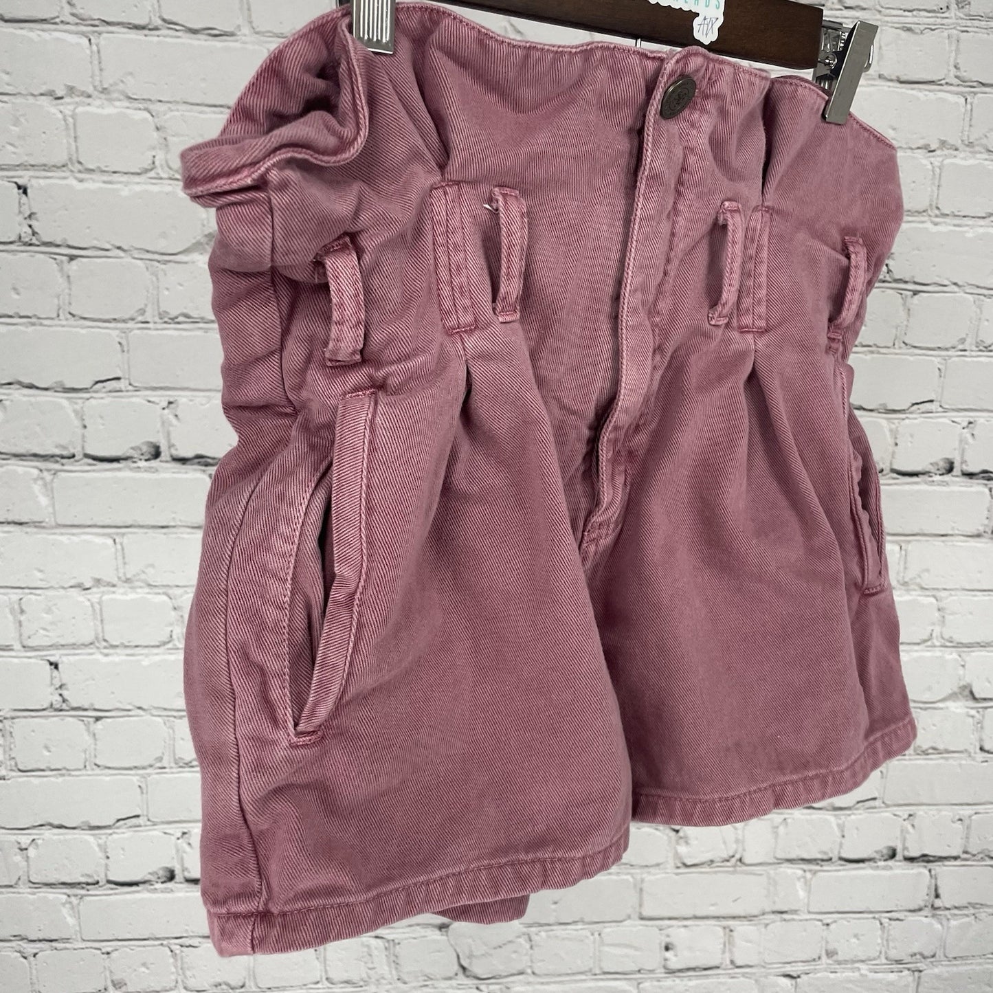 John John Purple Pink 100% Cotton Twill High Rise Paperbag Jean Shorts Size 30