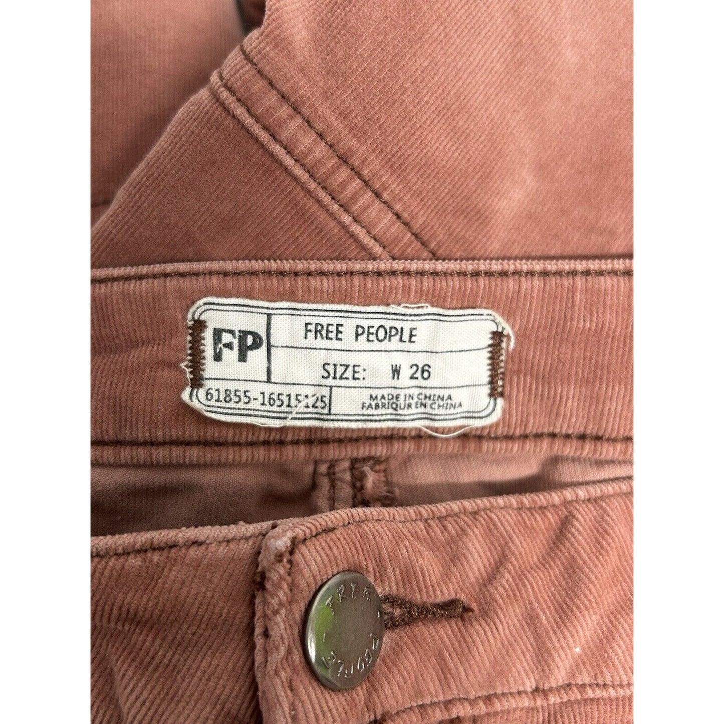 Free People Corduroy Dark Pink Bell Bottoms Raw Hem Flare Boho 26 (26 x 33)