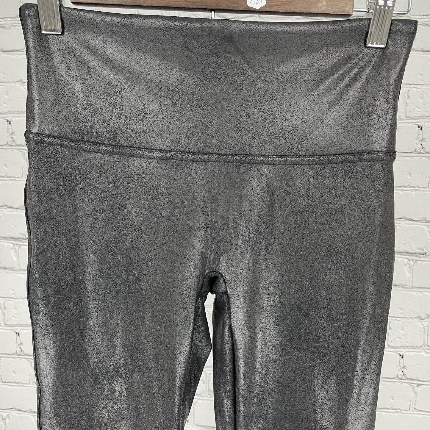 Spanx Black Shaping Slimming Faux Leather Stretch Athleisure Leggings Size M
