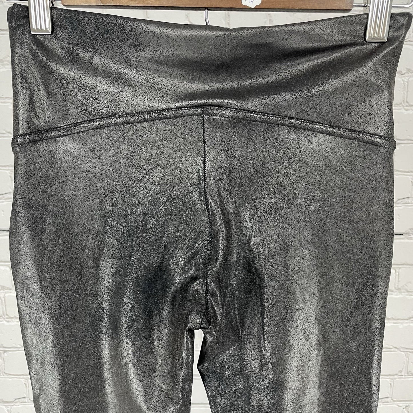Spanx Black Shaping Slimming Faux Leather Stretch Athleisure Leggings Size M