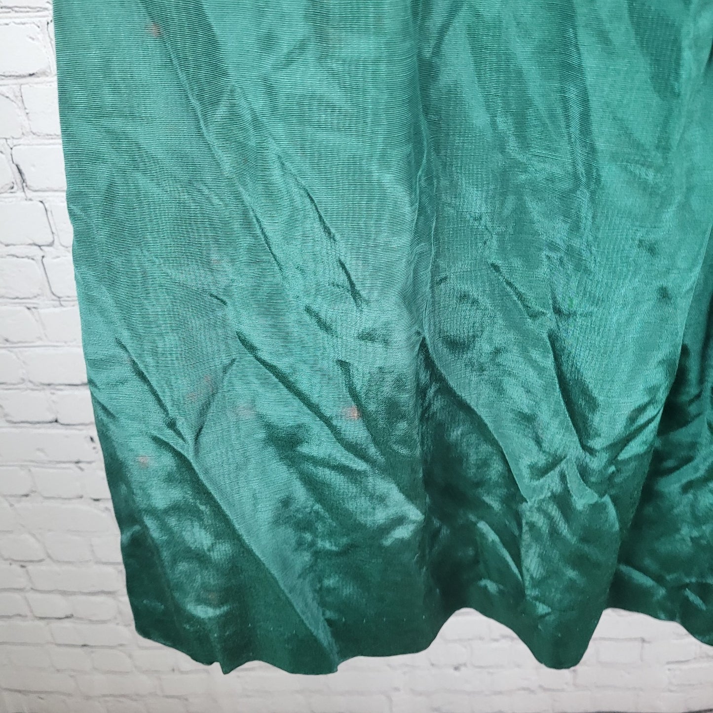 VTG Allen Solly Green Sheen Ruched Back Zip A Line Maxi Skirt USA Made Size 10