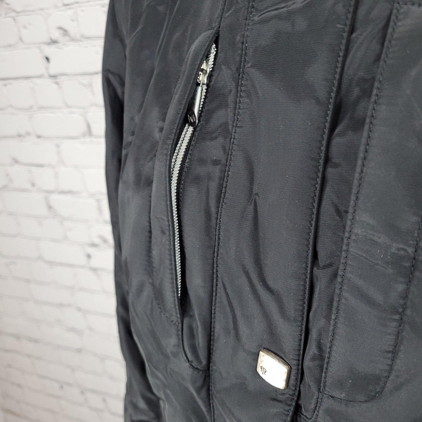 Metropolis Black Ice Faux Fur Hooded Insulated Zipped Pockets Jacket Size 8