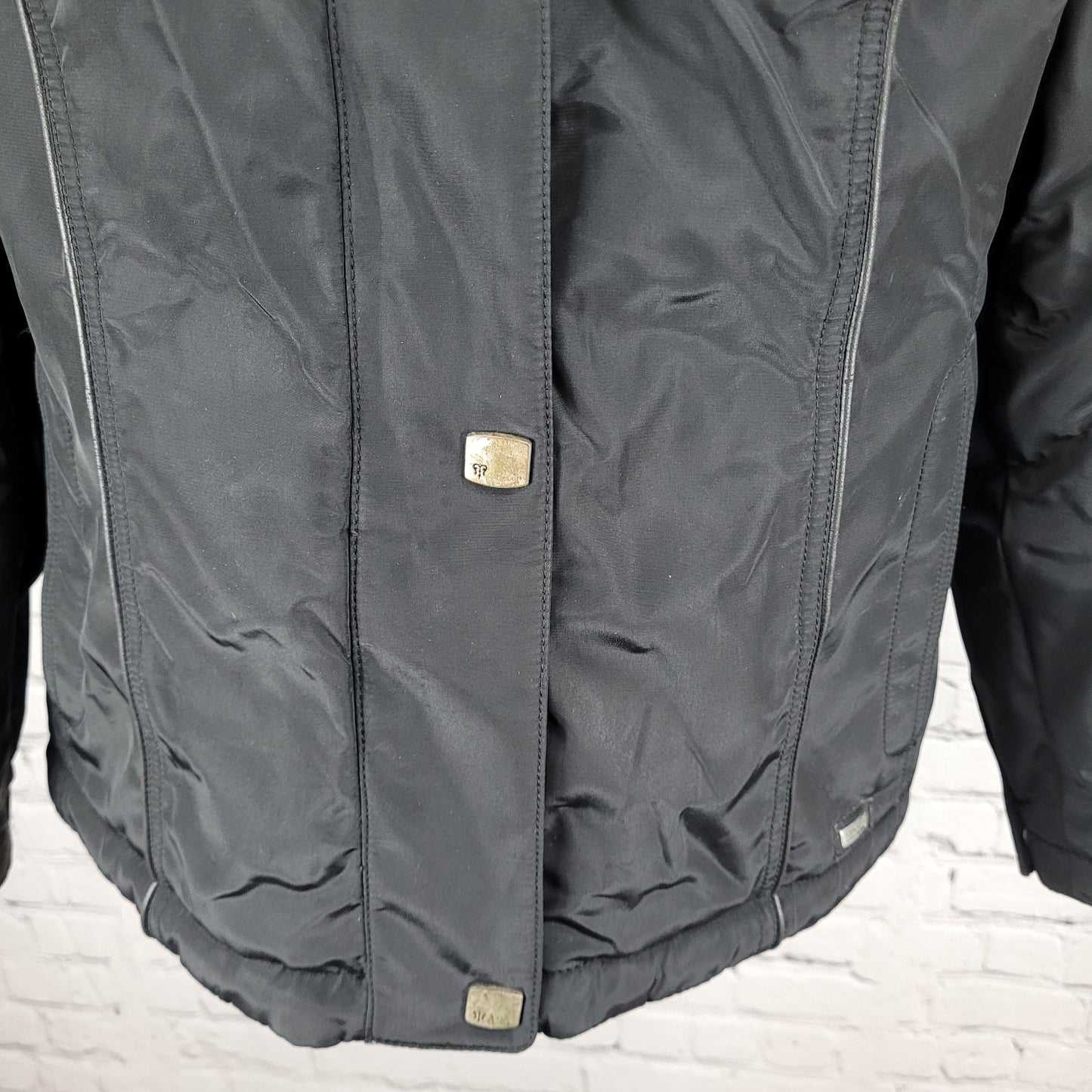 Metropolis Black Ice Faux Fur Hooded Insulated Zipped Pockets Jacket Size 8